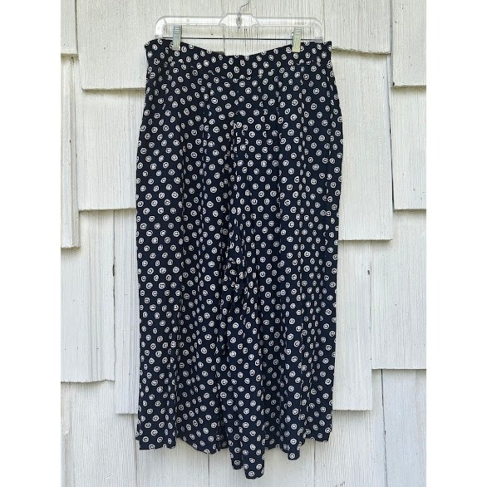 Valerie Peyson Vintage Navy White Polka Dot Wide Leg Cropped Pants Sz 14